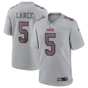 mens nike trey lance gray san francisco 49ers atmosphere fa